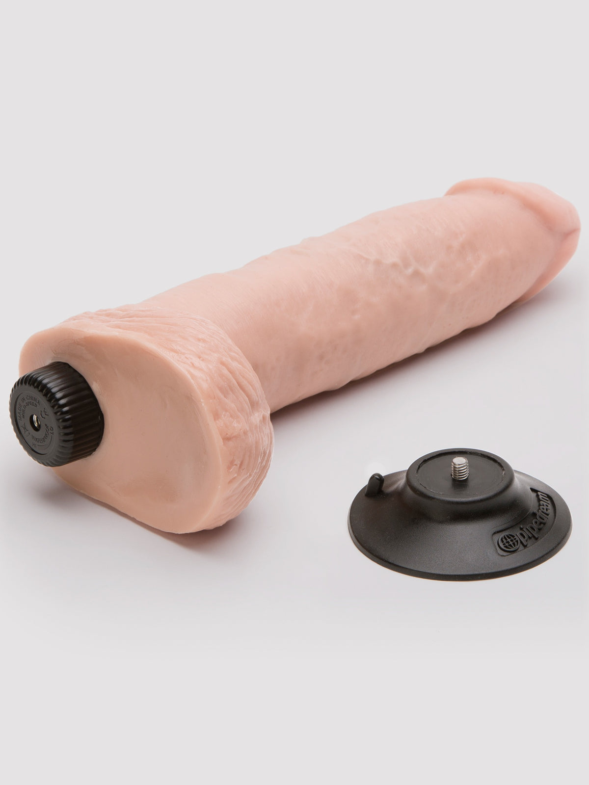 King Cock Ultra Realistic Vibrating Dildo with Balls and Suction Cup 9 Inch, Flesh Pink