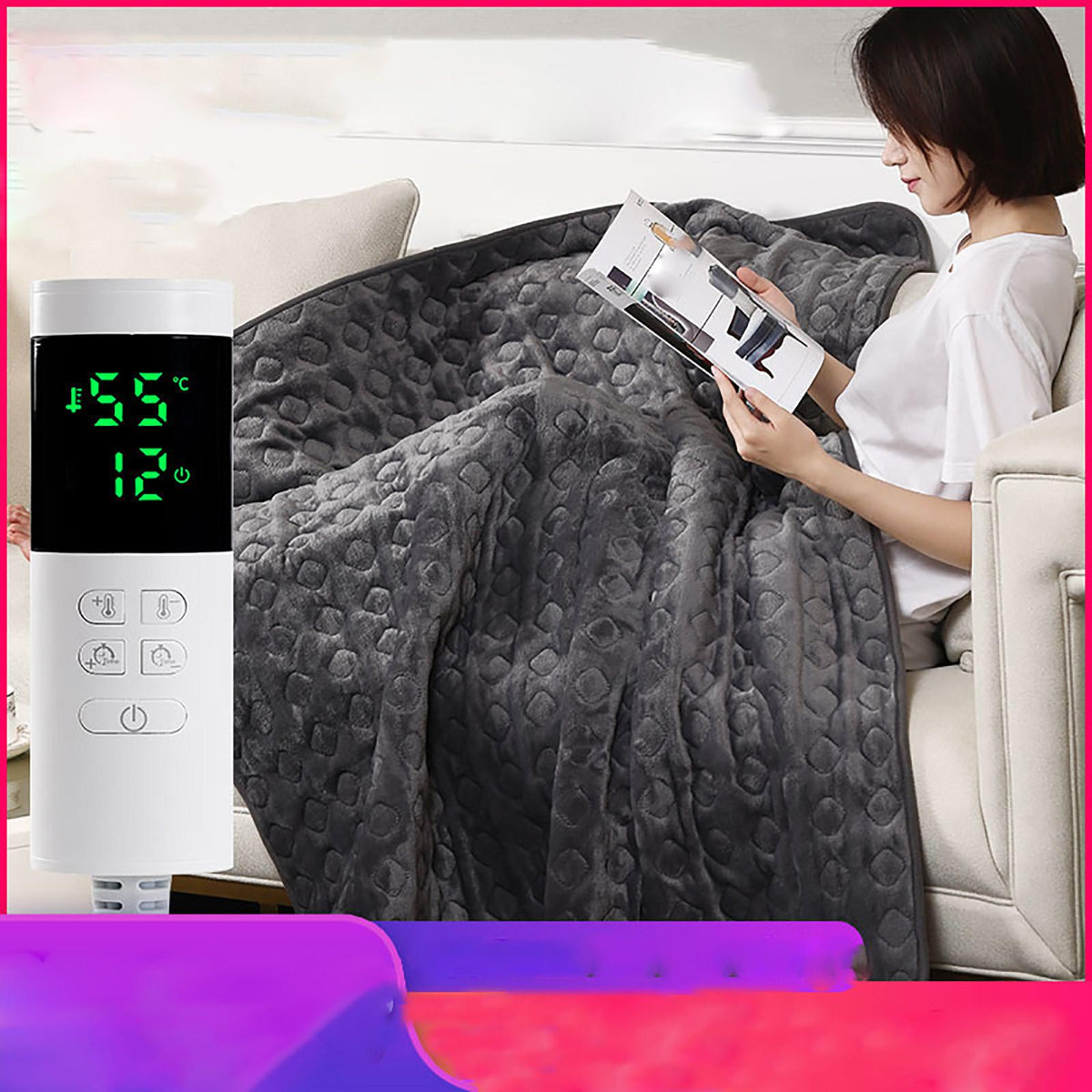 Bilu Electric Blankets Heated Blanket Soft Blanket Machine Washable For Home Travel Office (150X120Cm/59X47.2Inch) With 260Cm Extension Line, Bento Gray