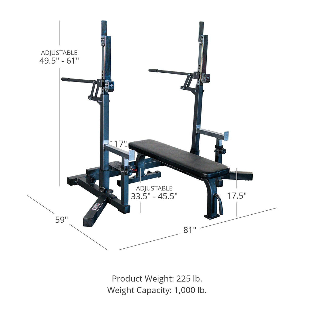 Fitness Competition Bench and Squat Rack Combo, Rated 1,000 LB, Competition Standards, Fully Adjustable