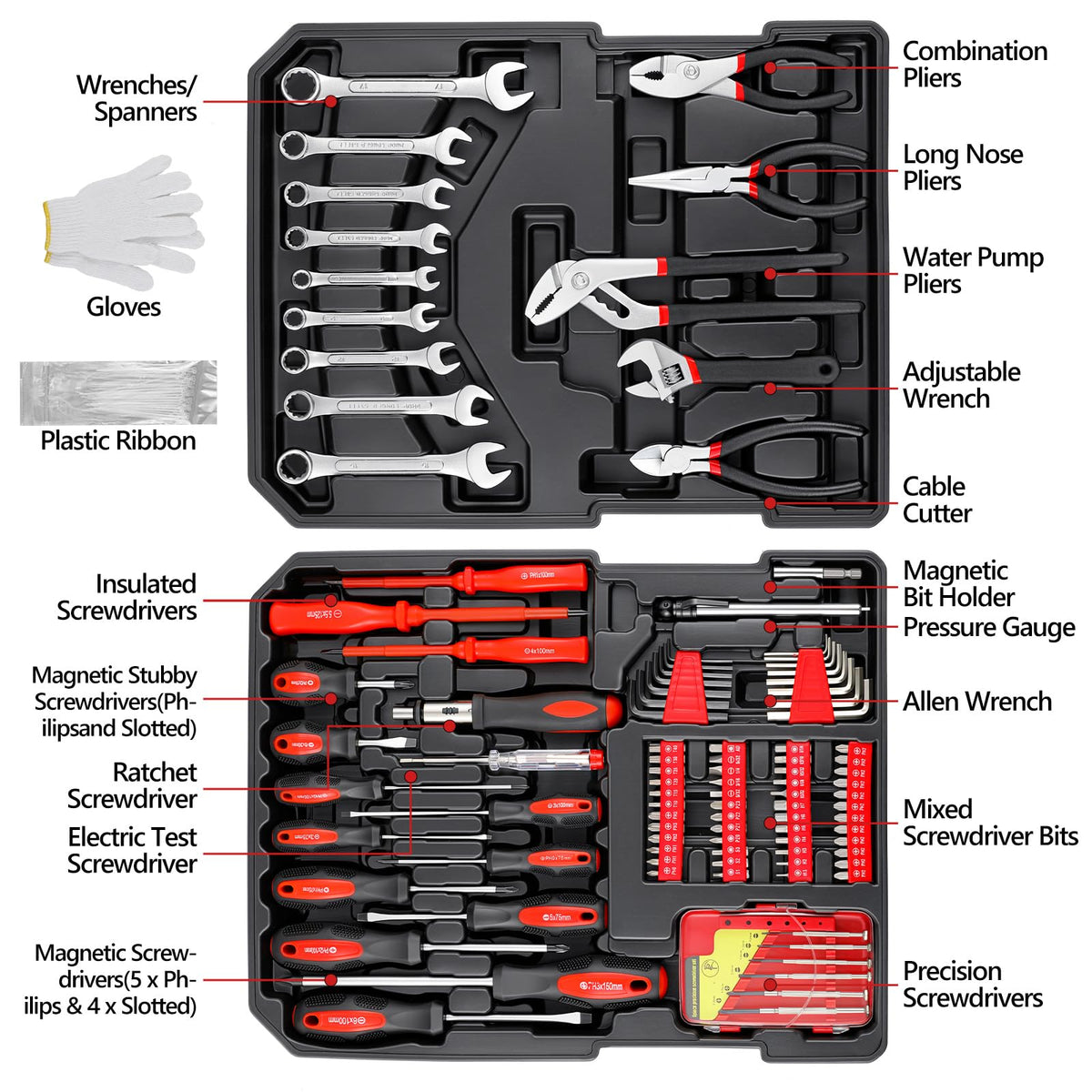 799pcs Mechanic Tool Set with Aluminum Trolley Case,Home Repair Tool kit,Complete Tool Box Set for Home,Automotive,Dorm,Garage,Black