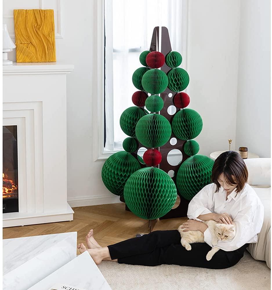 Sxcespp Lndoor Living Room Floor Decoration丨Paper Folding Christmas Holiday Party Decoration Christmas Tree丨Environmental Protection, Easy to Store丨Suitable for Home Party Decoration