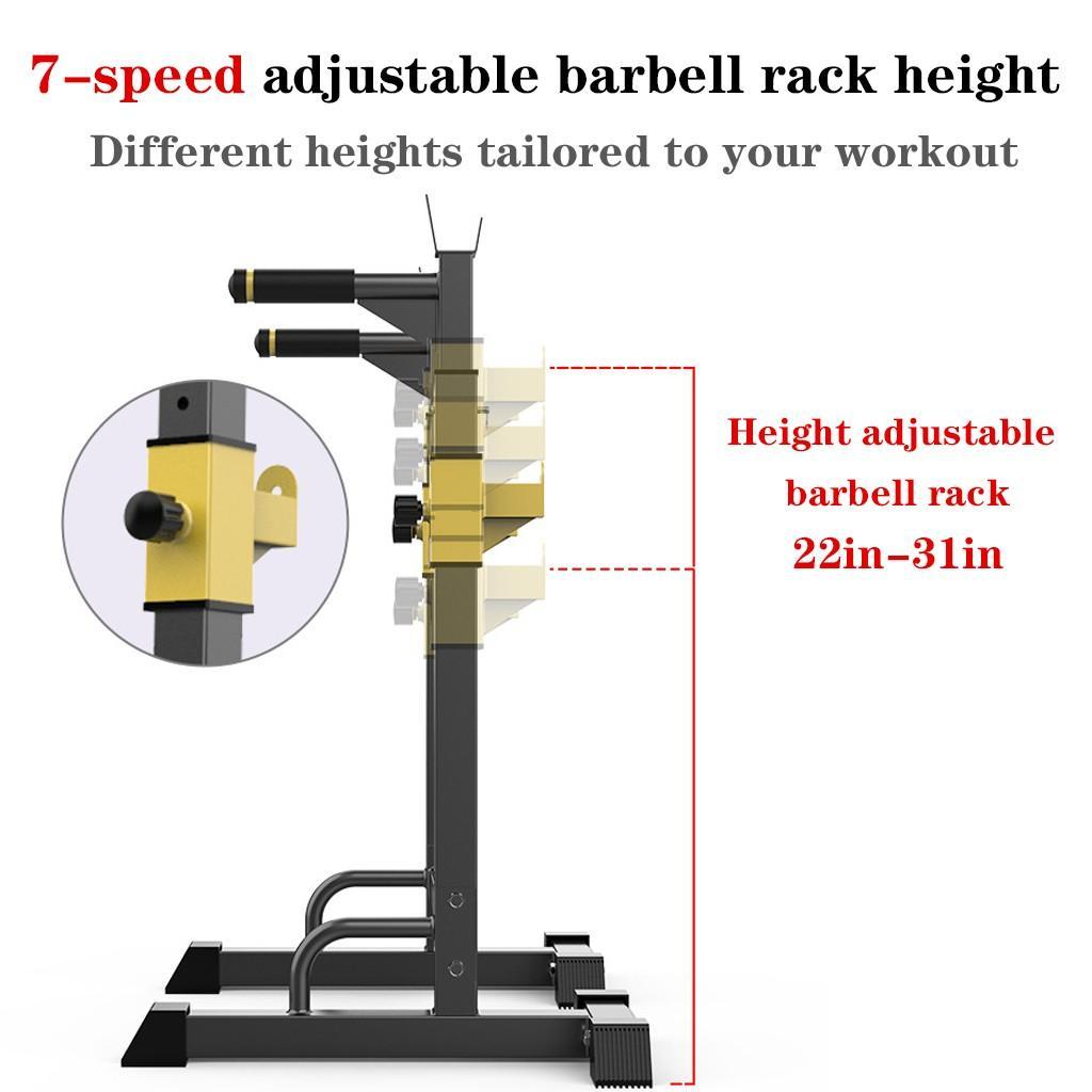 OlymFit Barbell Rack 551LBS Max Load Adjustable Squat Stand Dipping Station Weight Bench