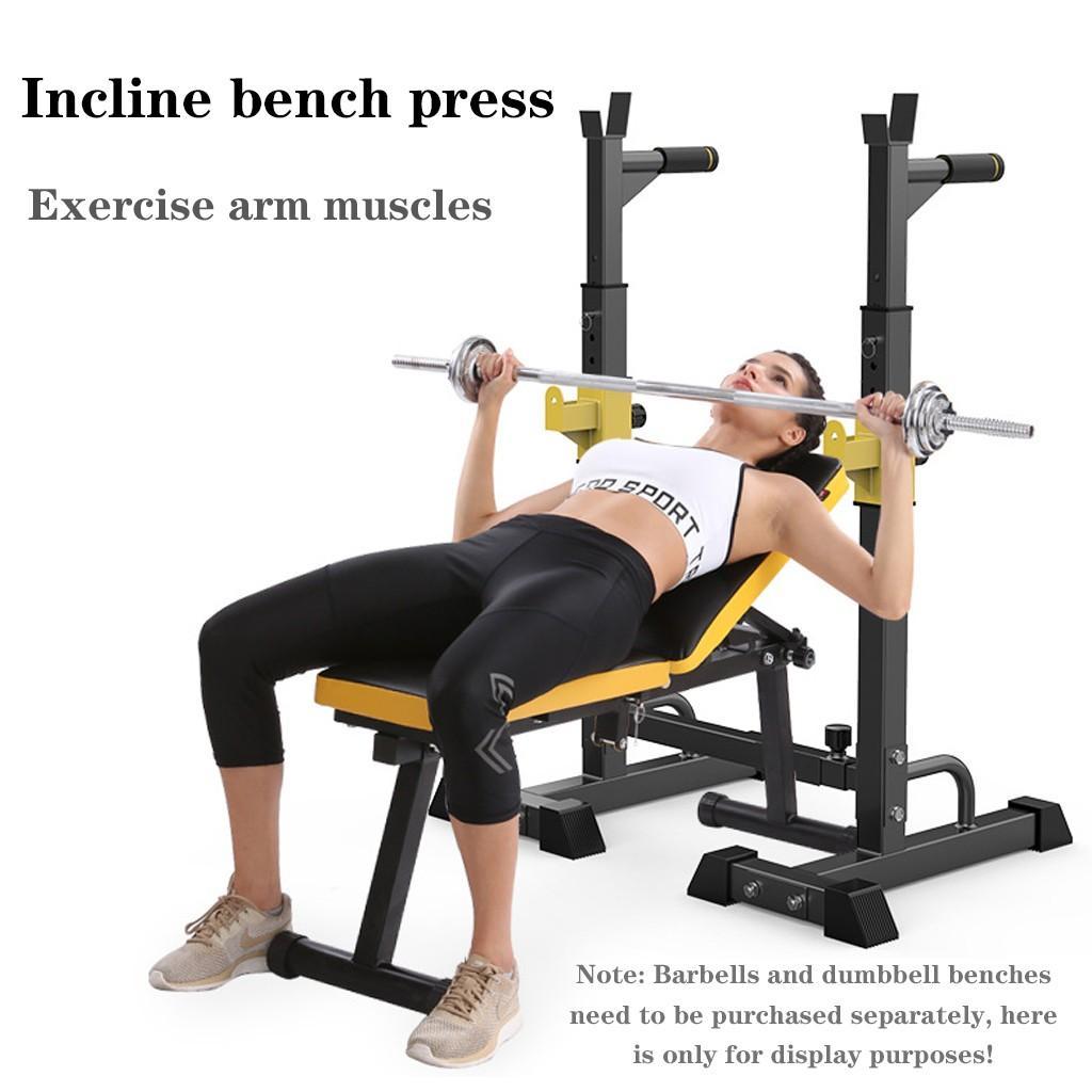 OlymFit Barbell Rack 551LBS Max Load Adjustable Squat Stand Dipping Station Weight Bench
