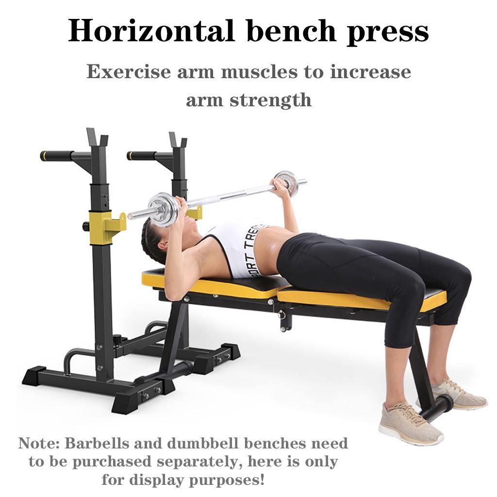 OlymFit Barbell Rack 551LBS Max Load Adjustable Squat Stand Dipping Station Weight Bench