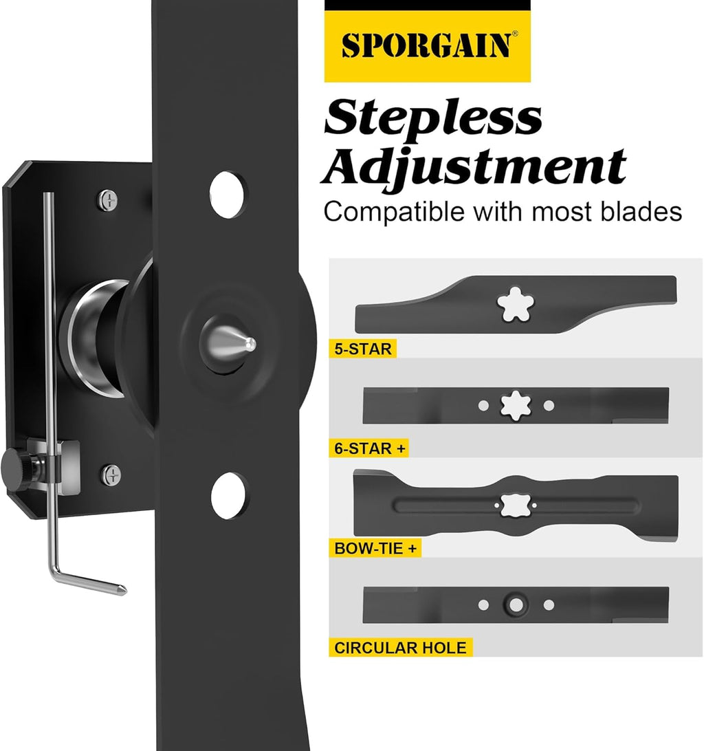 Lawn Mower Blade Sharpener &amp; Lawn Mower Blade r, 15°-45° Adjustable Mower Blade Sharpener and High Precision Magnetic Mower Blade r for Many Types of Mower Blade, Black