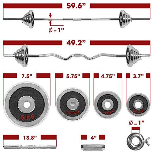 STOZM Dumbbell Set With Case, 121Lbs Versatile Extended Set With Bar Options (Exgk Dumbbell Set/Extended Version 55Kg)