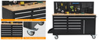 61-Inch Heavy Duty Rolling Tool Chest with 10 Drawers and Solid Rubber Top Mobile Workstation, 1675 LBS Load, Includes Power Strip, LocSystem for GaraWarehouse Repair Shop