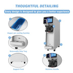 Commercial Ice Cream Maker Machine 1000W 2.7 to 4 Gal/H Single Flavor Soft Serve Ice Cream Machine Pre-cooling Auto Clean LCD Touch Screen Soft Serve Maker for Snack Bar Restaurants