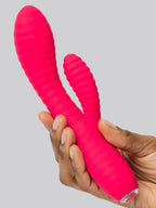 Lovehoney Ripple Rabbit Rechargeable Silicone Ribbed Rabbit Vibrator, Pink