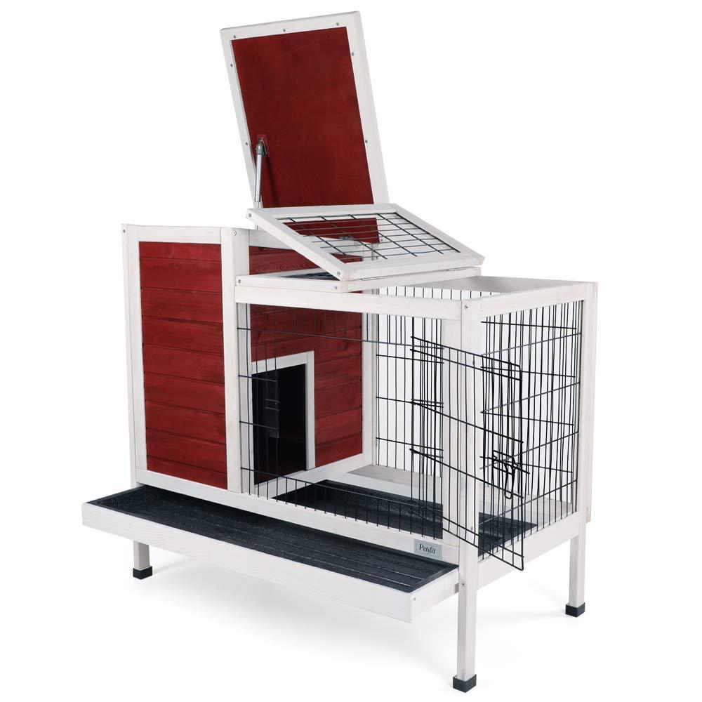 Petsfit Rabbit Cawith Deeper Removable Tray, 38.2" L x 19.6" W x 33.8" H