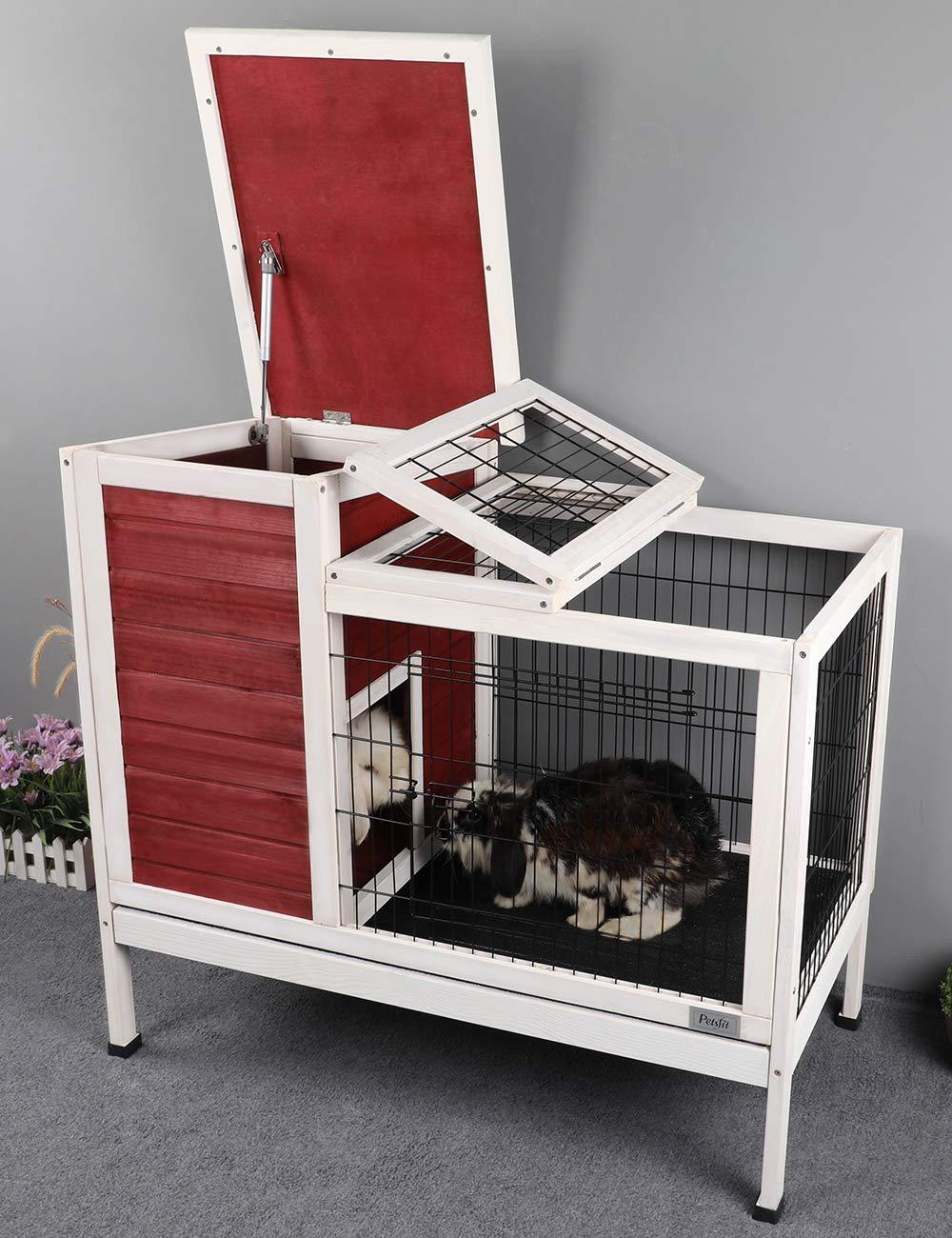 Petsfit Rabbit Cawith Deeper Removable Tray, 38.2" L x 19.6" W x 33.8" H