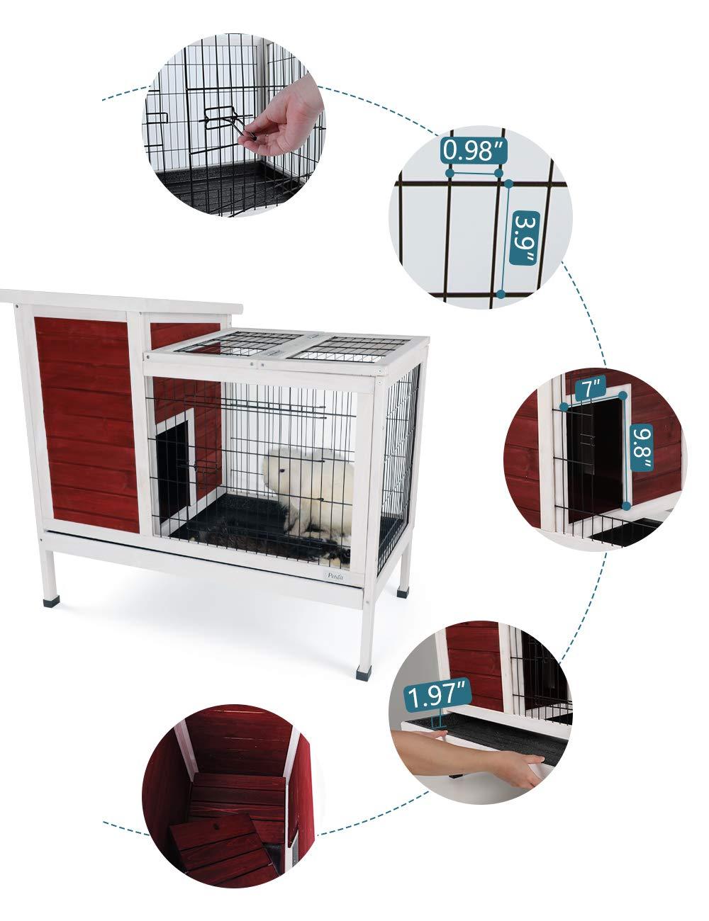 Petsfit Rabbit Cawith Deeper Removable Tray, 38.2" L x 19.6" W x 33.8" H