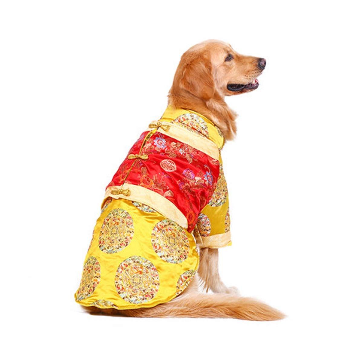 XIAOXIAN Big Dog Clothes LarDog Festival Tang Suit Golden Wool Coat Labrador Festive Pet Winter Clothes