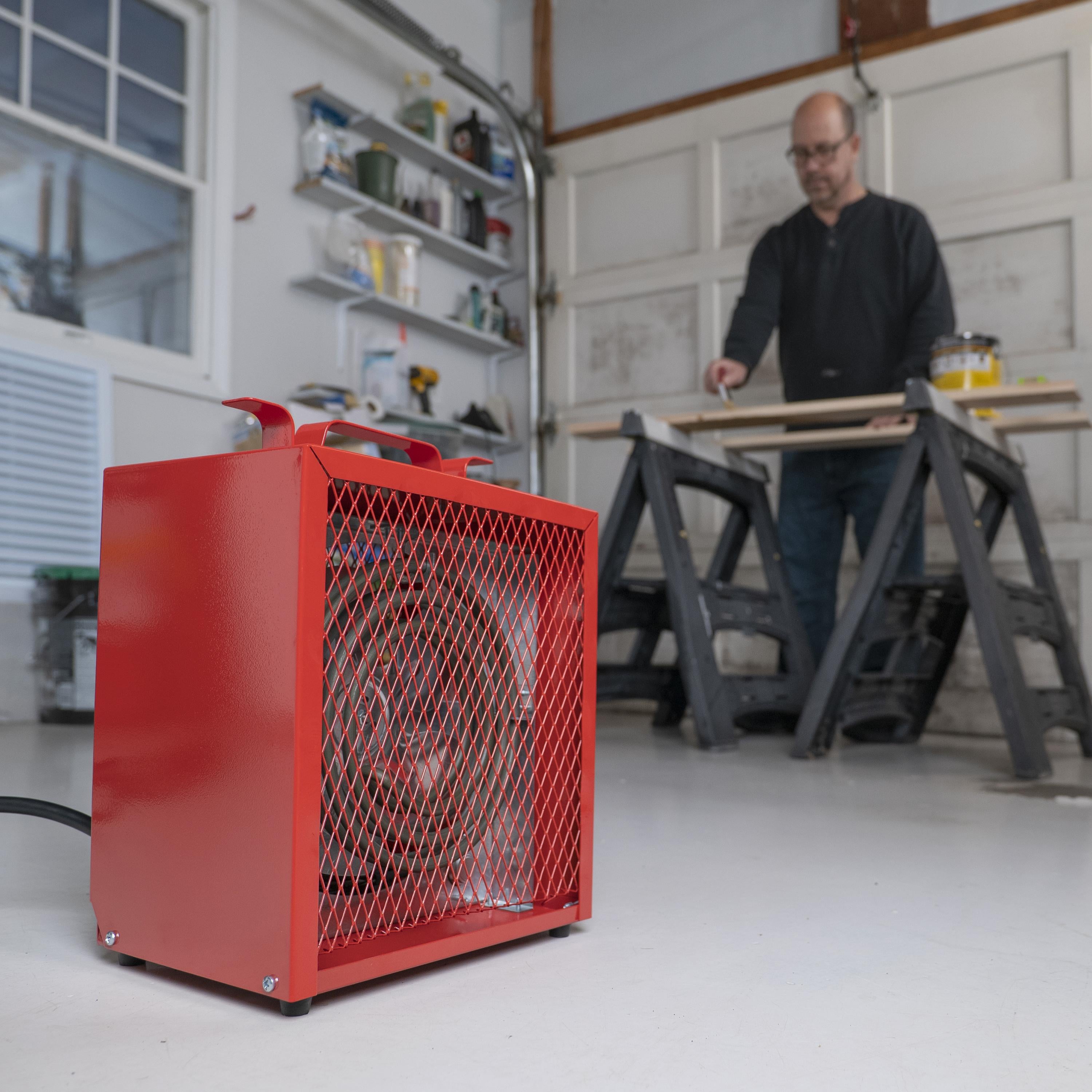 Comfort Zone 4800W, Industrial, Electric, Portable Fan Forced  Workshop Space Heater, Red