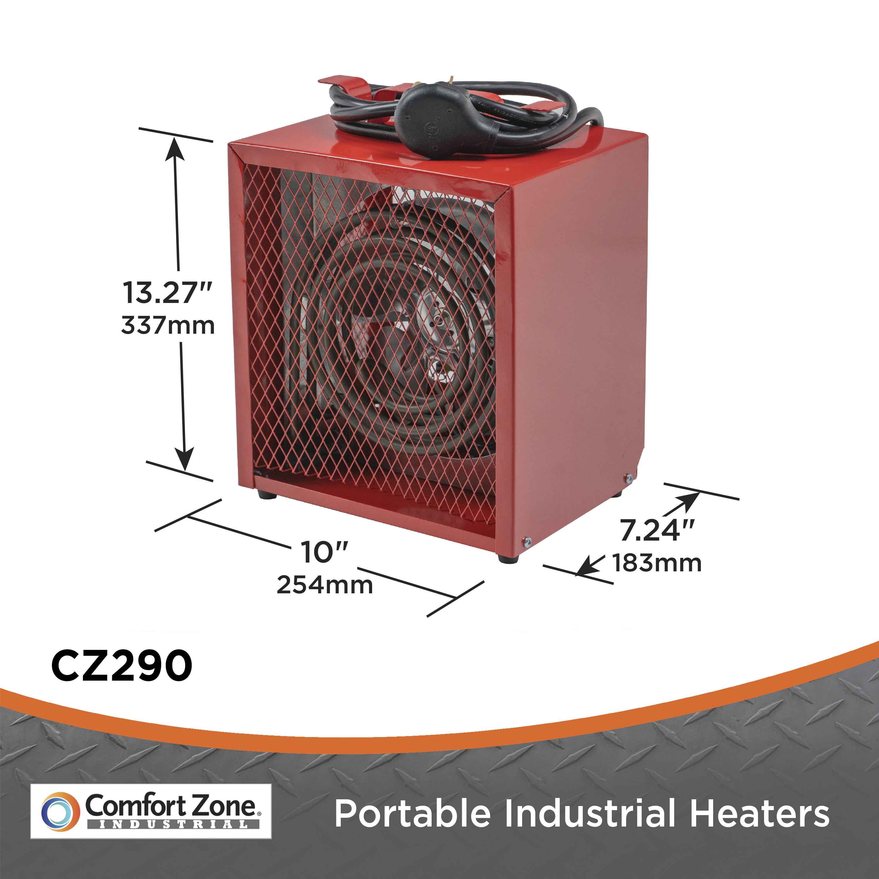 Comfort Zone 4800W, Industrial, Electric, Portable Fan Forced  Workshop Space Heater, Red