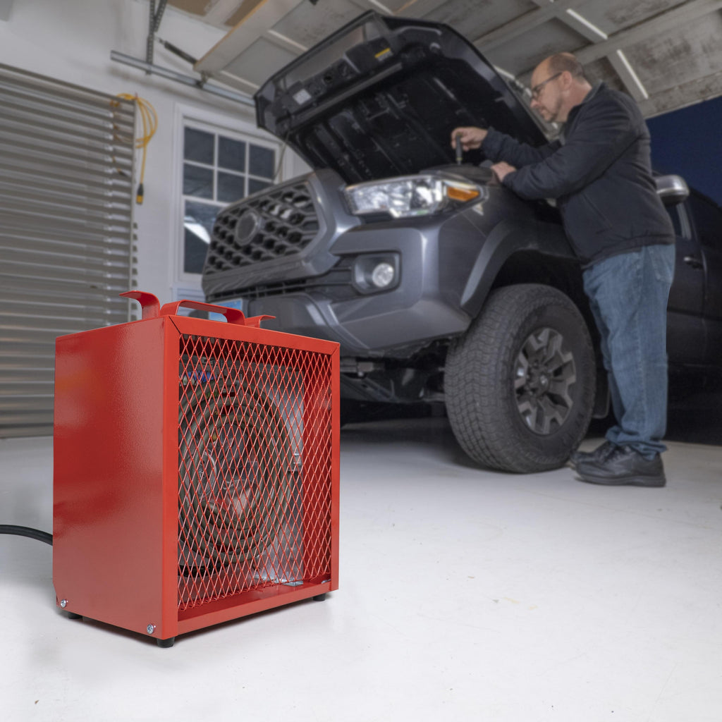Comfort Zone 4800W, Industrial, Electric, Portable Fan Forced  Workshop Space Heater, Red