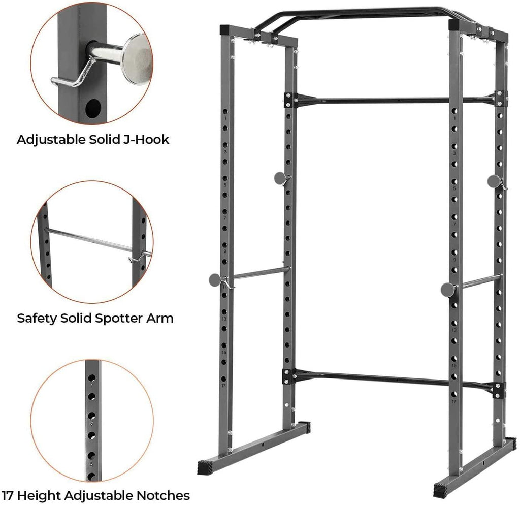 Power Squat Rack, Heavy Duty Multi-Function Power CaRack, Barbell Weight Lifting Workout Station, Weight Capacity 1000 Pounds