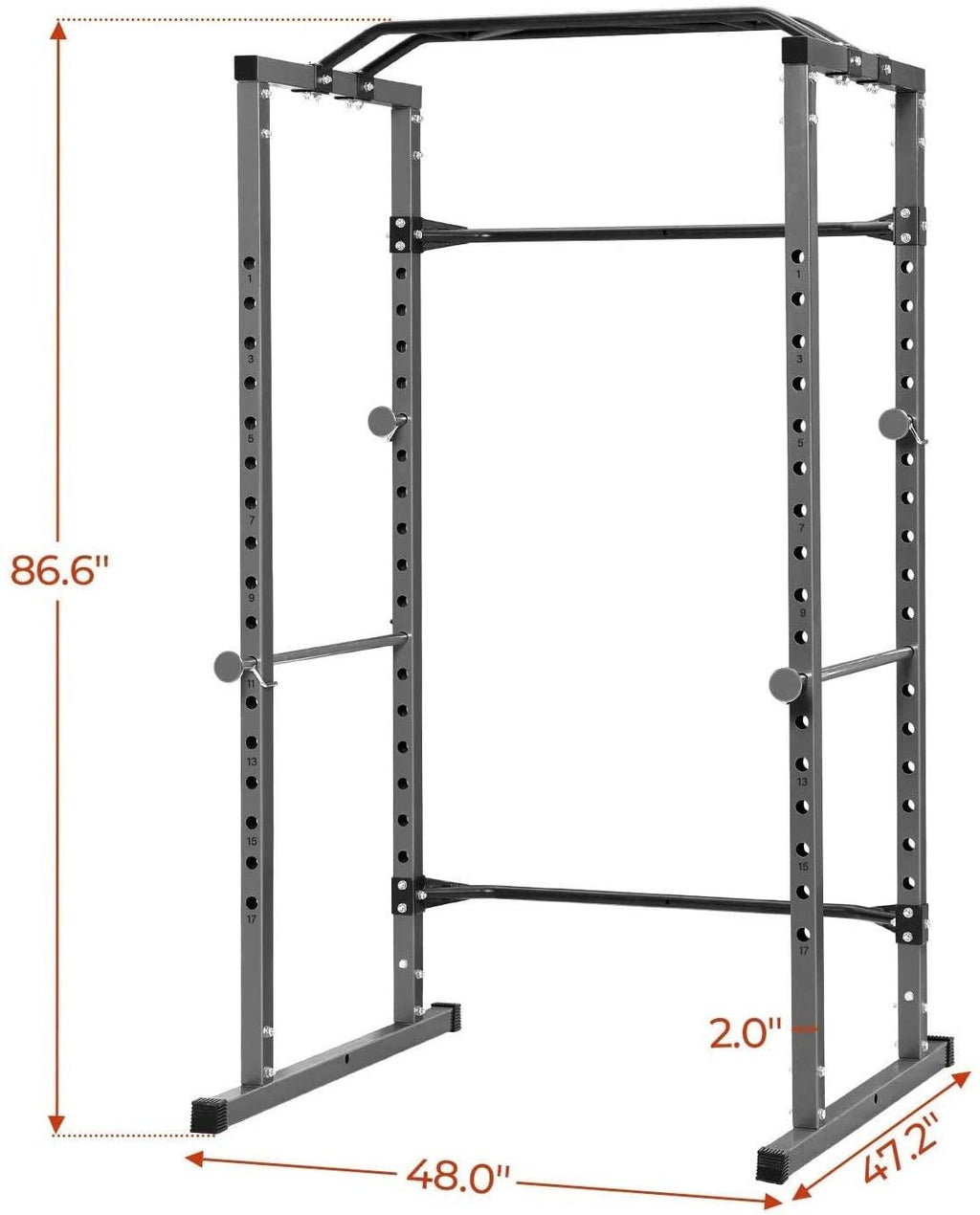 Power Squat Rack, Heavy Duty Multi-Function Power CaRack, Barbell Weight Lifting Workout Station, Weight Capacity 1000 Pounds
