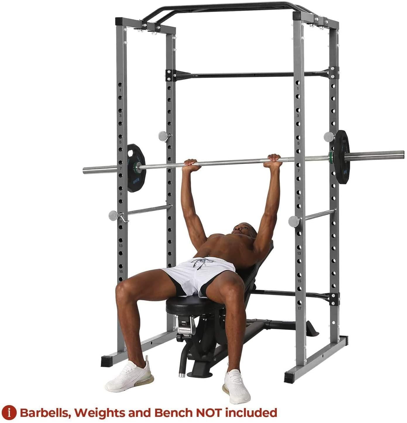 Power Squat Rack, Heavy Duty Multi-Function Power CaRack, Barbell Weight Lifting Workout Station, Weight Capacity 1000 Pounds