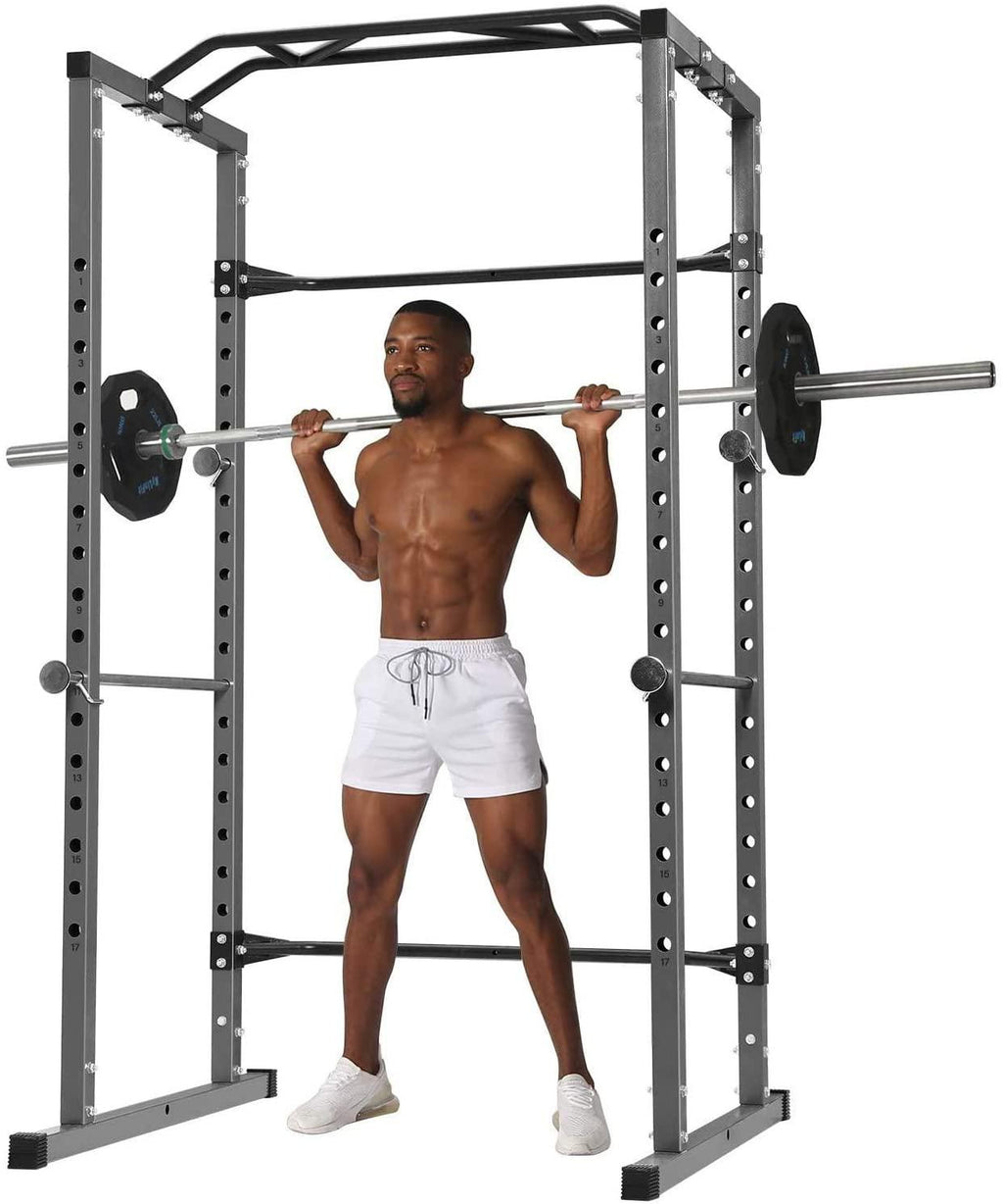 Power Squat Rack, Heavy Duty Multi-Function Power CaRack, Barbell Weight Lifting Workout Station, Weight Capacity 1000 Pounds