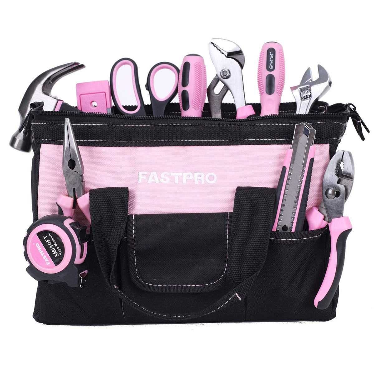 232-Piece Pink Tool Set with Drill, 20V Cordless Drill Driver and Home Tool Set, Pink Drill Set for Women, Lady's Repairing Kit with 12-Inch StoraBag, Pink
