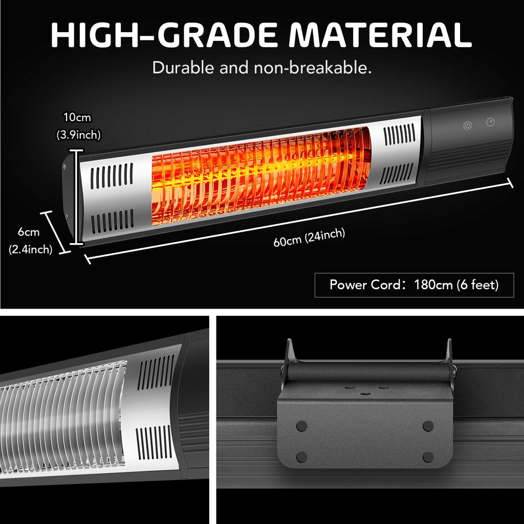 Simpl Dlux Wall Mountd Patio Outdoor Hatr for Balcony, Courtyard ith Rmot Control