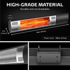 Simpl Dlux Wall Mountd Patio Outdoor Hatr for Balcony, Courtyard ith Rmot Control