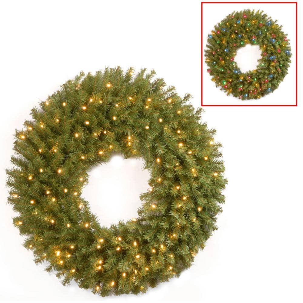 36" Norwood Fir Wreath with Battery Operated Dual Color LED Lights Artificial Christmas Wreath