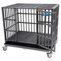 PARPET Heavy Duty  Dog Crate Strong Metal Pet Kennel Cawith Removable Wheels/Steel Tray