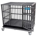 PARPET Heavy Duty  Dog Crate Strong Metal Pet Kennel Cawith Removable Wheels/Steel Tray
