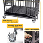 PARPET Heavy Duty  Dog Crate Strong Metal Pet Kennel Cawith Removable Wheels/Steel Tray