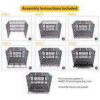 PARPET Heavy Duty  Dog Crate Strong Metal Pet Kennel Cawith Removable Wheels/Steel Tray