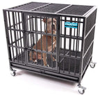 PARPET Heavy Duty  Dog Crate Strong Metal Pet Kennel Cawith Removable Wheels/Steel Tray