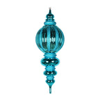 Vickerman 35" Teal Shiny Finial Ornament with Glitter Accents