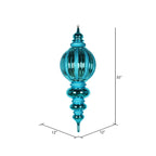 Vickerman 35" Teal Shiny Finial Ornament with Glitter Accents