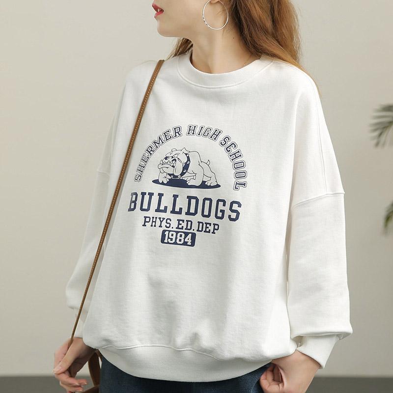 Spring Crew Neck Loose Casual Sweatshirt