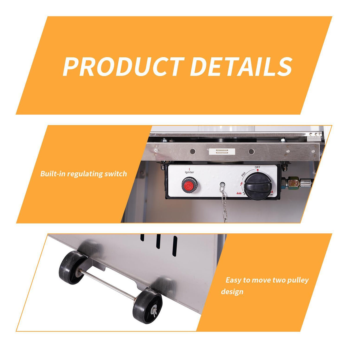 UBesGoo 46,000 BTU Output Portable Flame Heater W/Wheels Stainless Steel Color