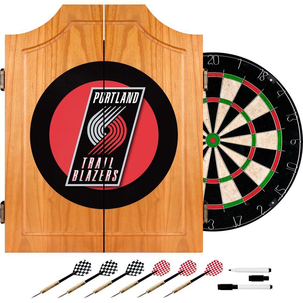 NBA Portland Trail rs Wood Finish Dart Cabinet Set