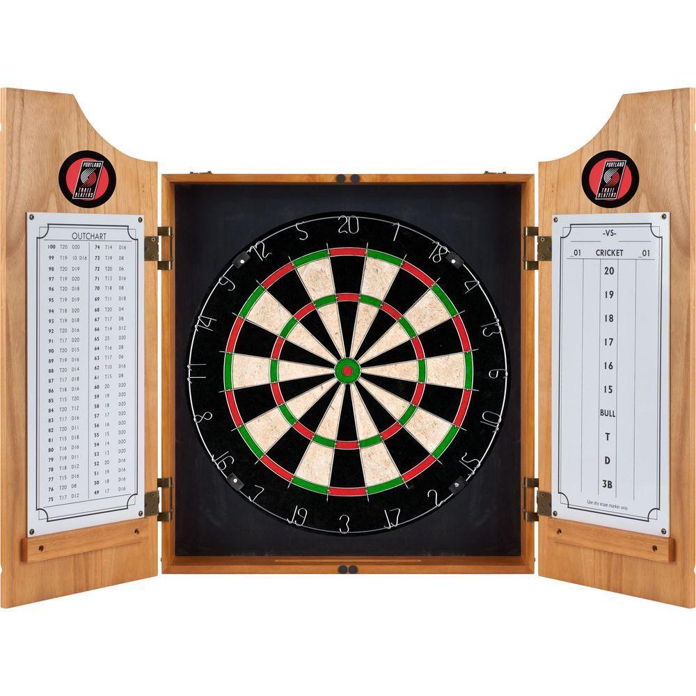 NBA Portland Trail rs Wood Finish Dart Cabinet Set
