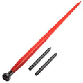 mophorn hay spear 49" bale spear 3000 lbs capacity, bale spike quick attach square hay bale spears 1 3/4" wide, red coated bale forks, bale hay spike with 2 stabilizer spears conus 2
