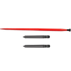 mophorn hay spear 49" bale spear 3000 lbs capacity, bale spike quick attach square hay bale spears 1 3/4" wide, red coated bale forks, bale hay spike with 2 stabilizer spears conus 2