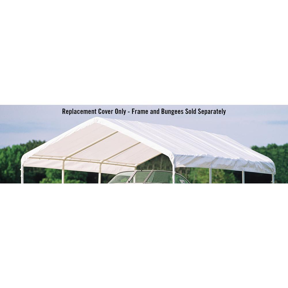 12 ft. W x 20 ft. H Canopy Replacement Cover in White (Fits 2 in. Frame) with Patented Twist-Tie Tension Feature