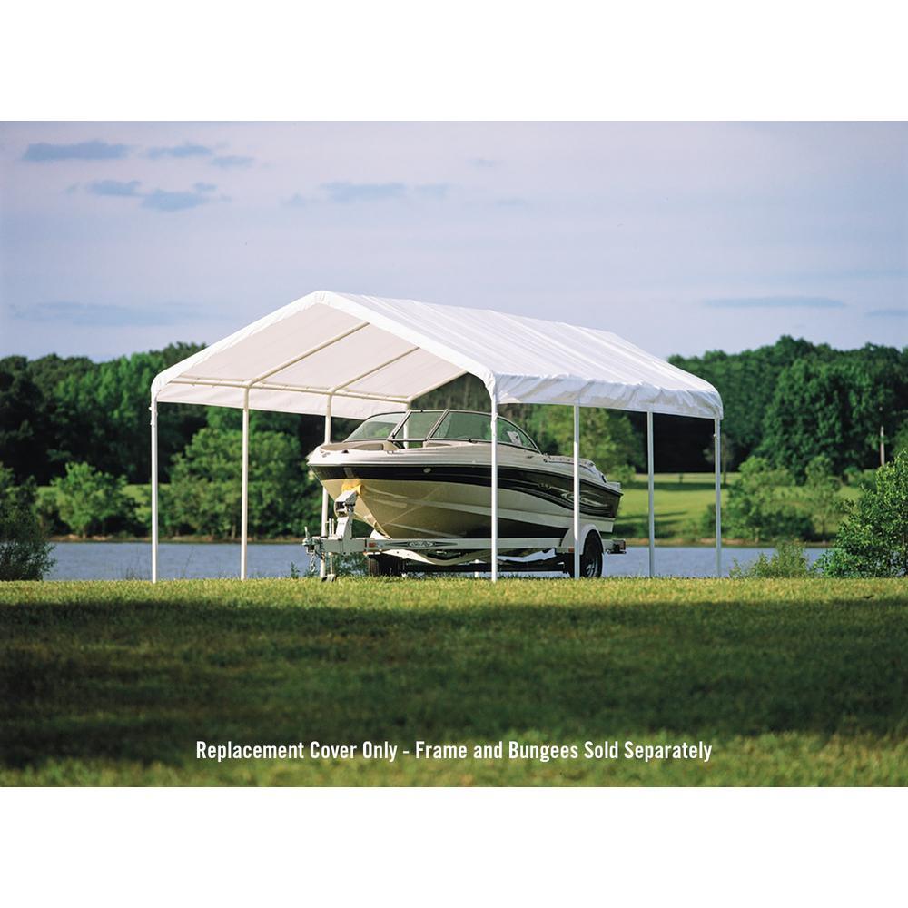 12 ft. W x 20 ft. H Canopy Replacement Cover in White (Fits 2 in. Frame) with Patented Twist-Tie Tension Feature