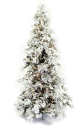 12' Flocked Pine Long Needle Prelit Artificial Christmas Tree