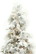 12' Flocked Pine Long Needle Prelit Artificial Christmas Tree