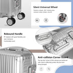 Aluminum Carry On Luggage Hard Shell Luggage Lightweight Metal Suitcases Zipperless Luggage with TSA Lock Fashion Suitcase with Spinner Wheels for Travel/Business( 1903 Sliver, 20 Inch )