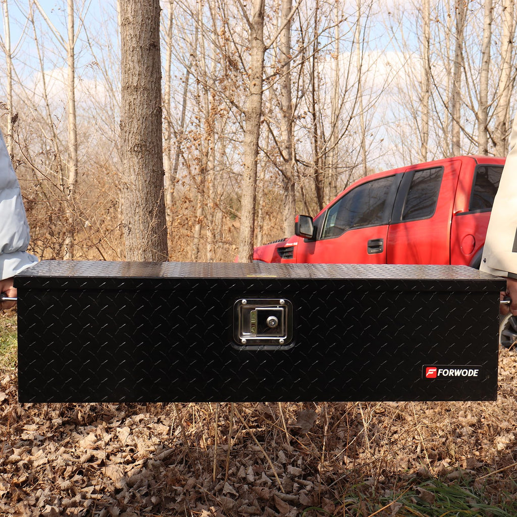 39 Inch Truck Bed Tool Box, Heavy Duty Aluminum Truck StoraOrganizer for Pickup Truck Bed RV Toolbox with Handle and Lock Black