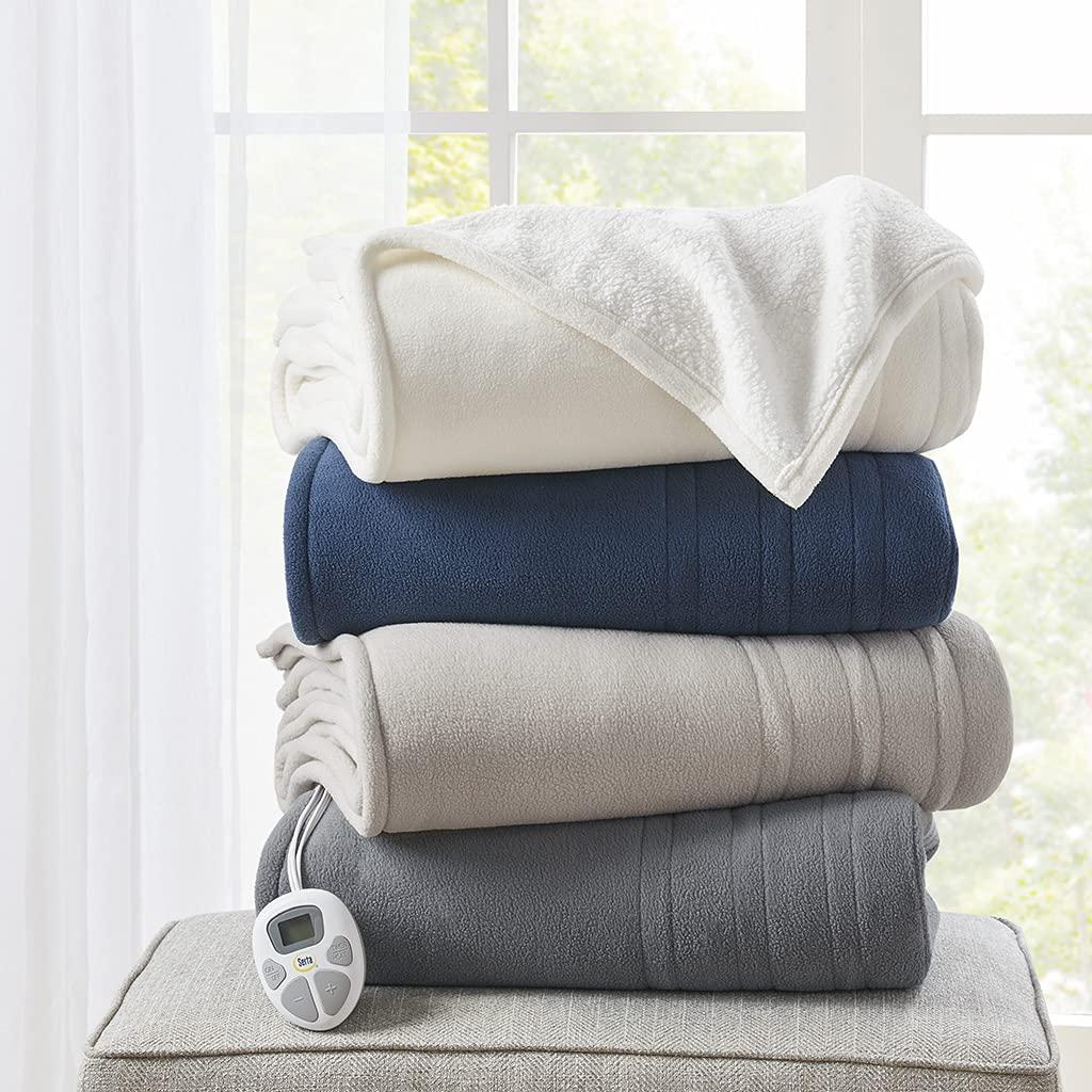 Gracie MIlls Polyester and Cotton Fleece to Sherpa Heated Blanket ST54-0109