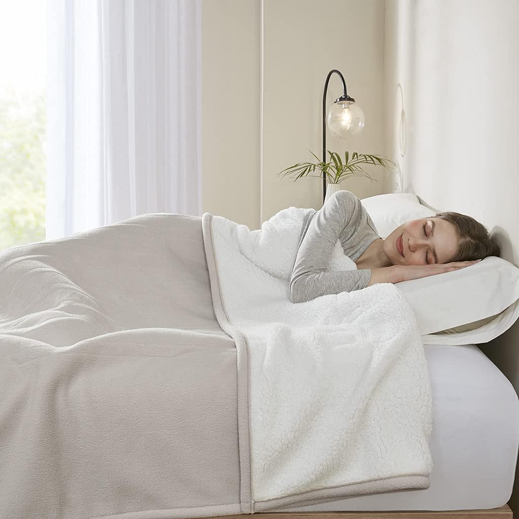 Gracie MIlls Polyester and Cotton Fleece to Sherpa Heated Blanket ST54-0113