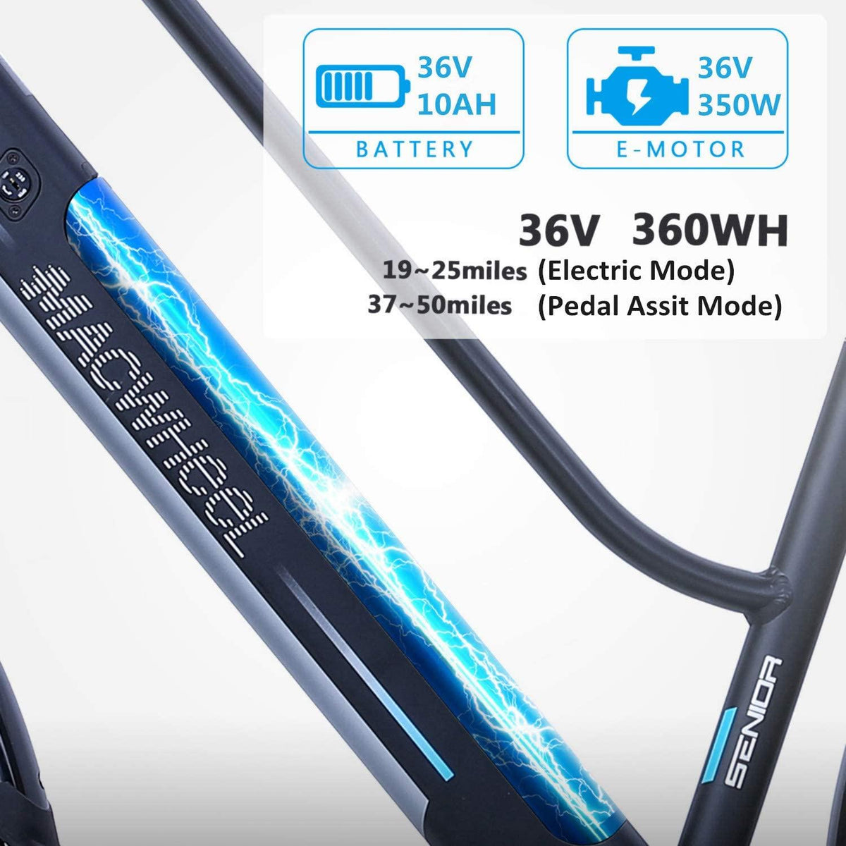 Macwheel 28" Electric Bike, 350W Brushless Motor, 20-50Miles AveraRange, Cruiser Electric Bike for Adults (Cruiser 550)